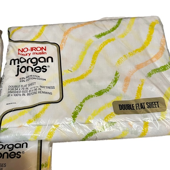 Vintage Morgan Jones Luxury Muslin Full Double Set Fitted Flat Sheet - Picture 6 of 9